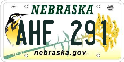 NE license plate AHF291