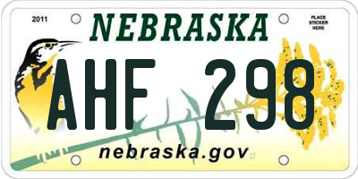 NE license plate AHF298