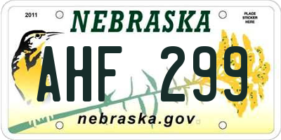 NE license plate AHF299