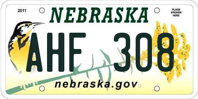NE license plate AHF308