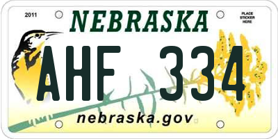 NE license plate AHF334