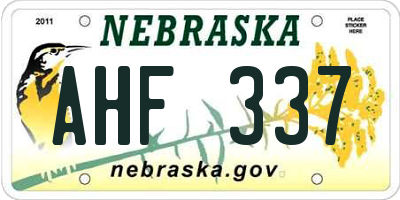 NE license plate AHF337