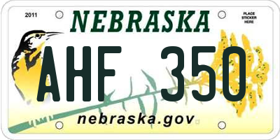 NE license plate AHF350