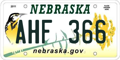NE license plate AHF366