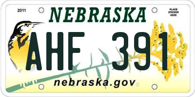NE license plate AHF391