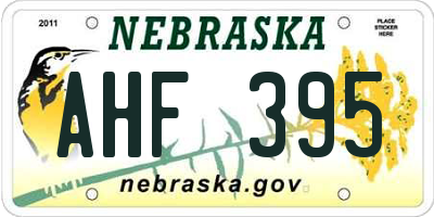 NE license plate AHF395