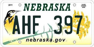 NE license plate AHF397