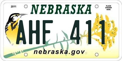 NE license plate AHF411