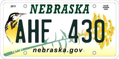 NE license plate AHF430