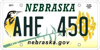 NE license plate AHF450