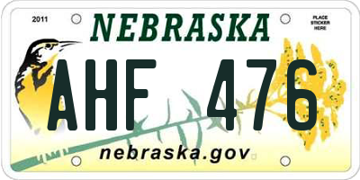 NE license plate AHF476