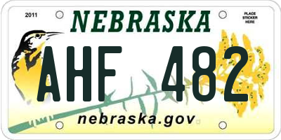 NE license plate AHF482