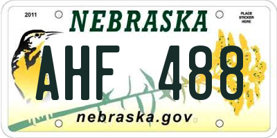 NE license plate AHF488