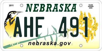 NE license plate AHF491
