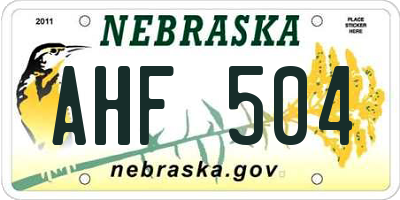 NE license plate AHF504