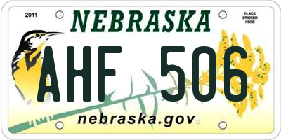NE license plate AHF506