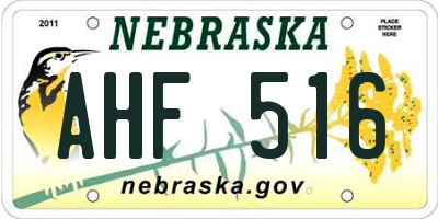 NE license plate AHF516