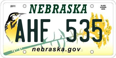NE license plate AHF535