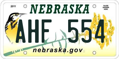 NE license plate AHF554