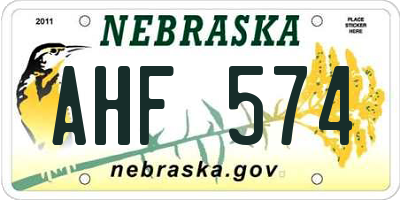 NE license plate AHF574