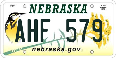 NE license plate AHF579