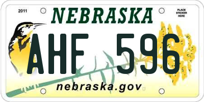 NE license plate AHF596