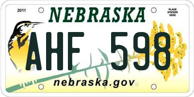 NE license plate AHF598