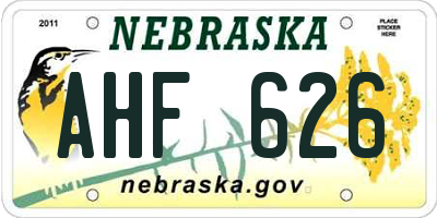 NE license plate AHF626