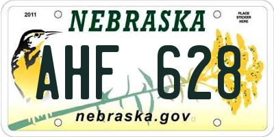 NE license plate AHF628