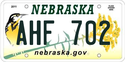 NE license plate AHF702