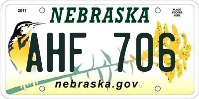 NE license plate AHF706
