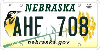 NE license plate AHF708