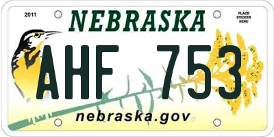 NE license plate AHF753
