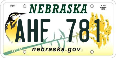 NE license plate AHF781