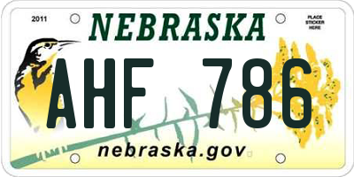 NE license plate AHF786