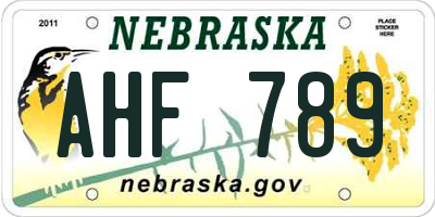 NE license plate AHF789