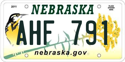 NE license plate AHF791