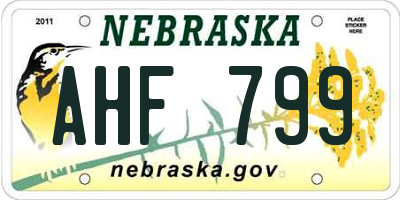 NE license plate AHF799