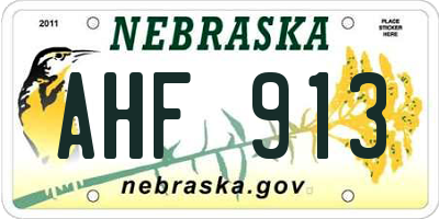 NE license plate AHF913