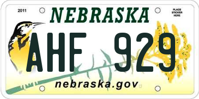 NE license plate AHF929