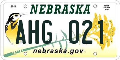 NE license plate AHG021