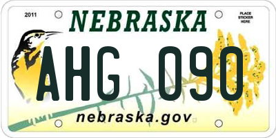 NE license plate AHG090