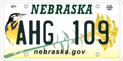 NE license plate AHG109
