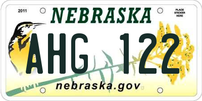 NE license plate AHG122