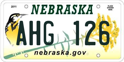 NE license plate AHG126