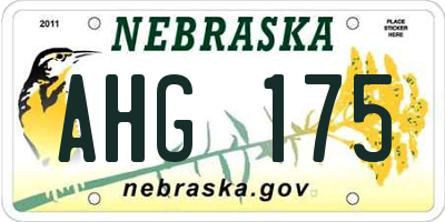 NE license plate AHG175