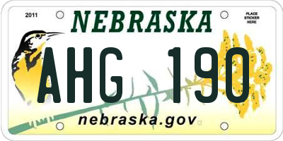 NE license plate AHG190