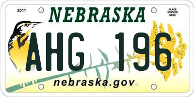 NE license plate AHG196