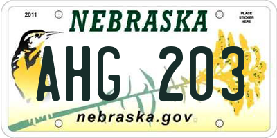 NE license plate AHG203