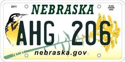 NE license plate AHG206